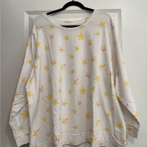 Denim&Co White Sweatshirt with Yellow Stars
